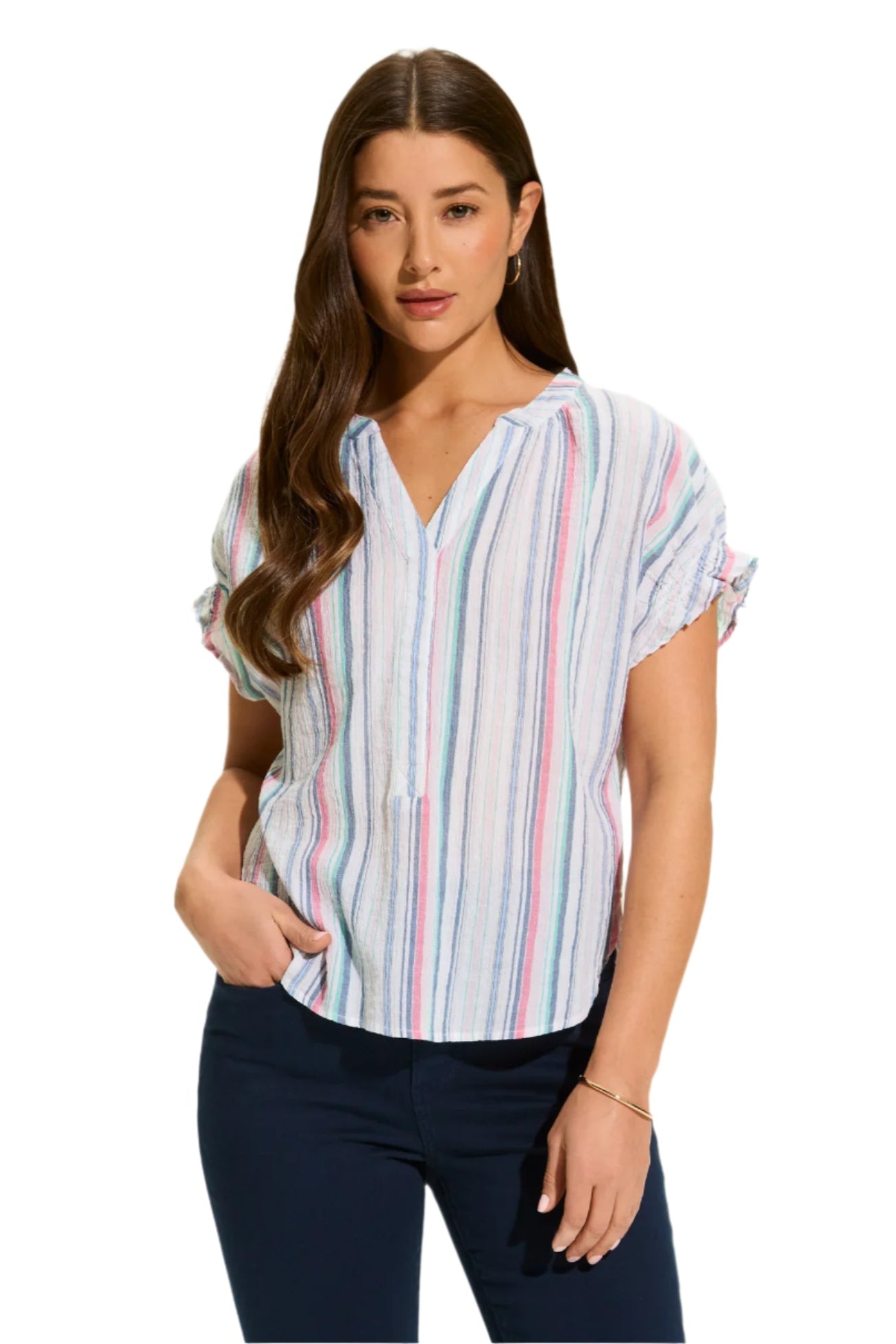 Short Sleeve Stripe Top, Calypso Ella where she shops