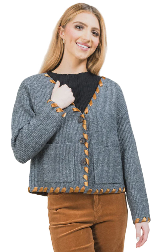 Sierra Ribbon Weave Cardi - Front - Ella Where She Shops