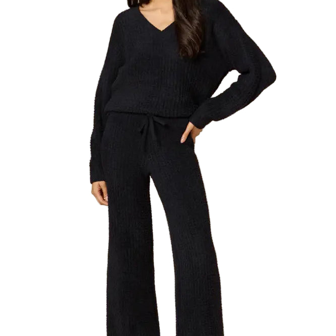 Softies Marshmallow Waffle V-neck Lounge Set black ella where she shopss