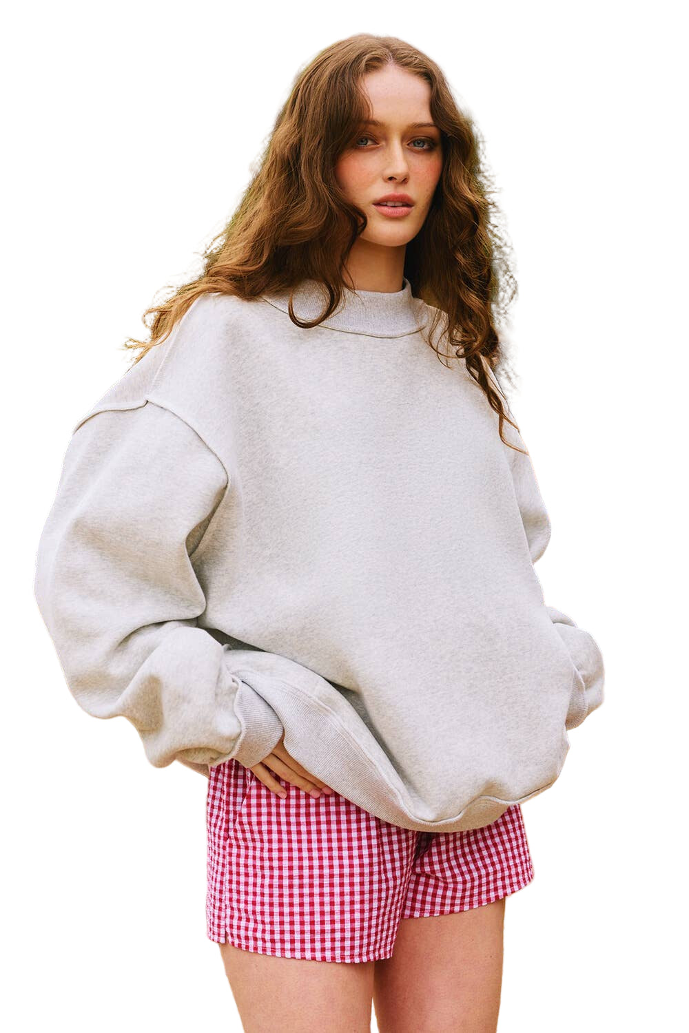 Solid Reversible Mock Neck Sweatshirt ella where she shops