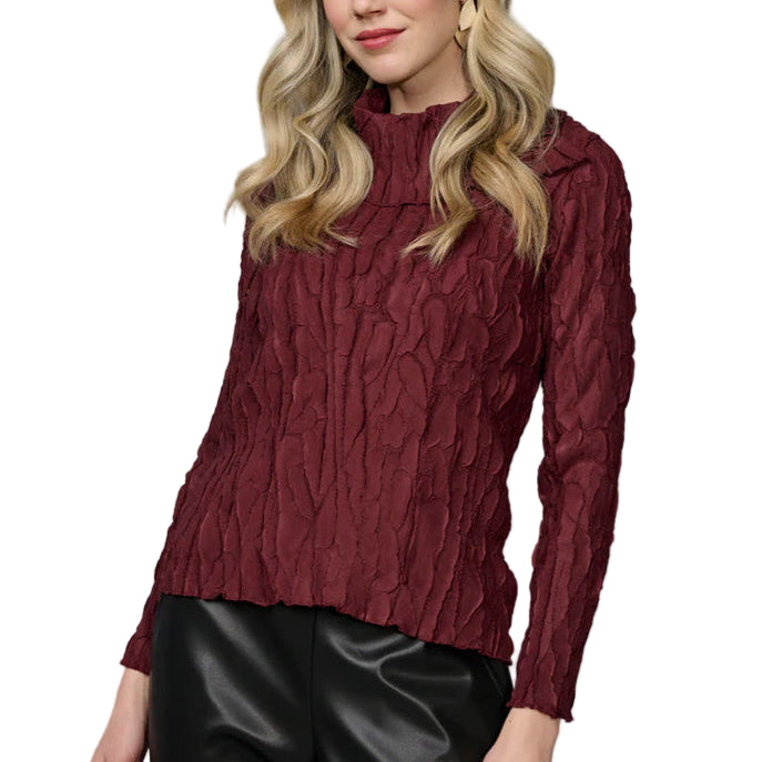 Split Collar Pleated Top – Front – Ella Where She Shops