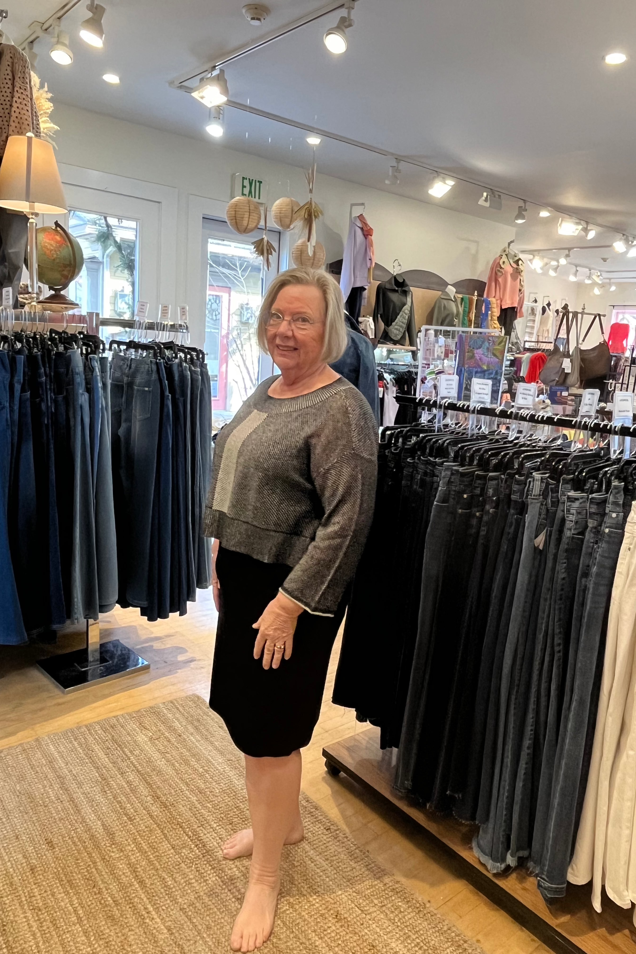 Spring Weight Sweater Topper On Model Posing - Ella Where She Shops