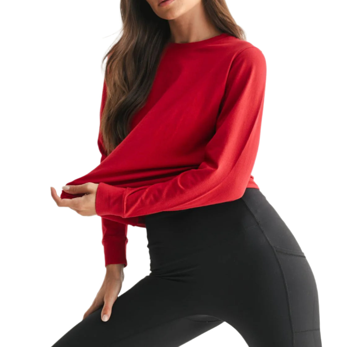 Stonewash Pima Cotton Long Sleeve – Red Front – Ella Where She Shops