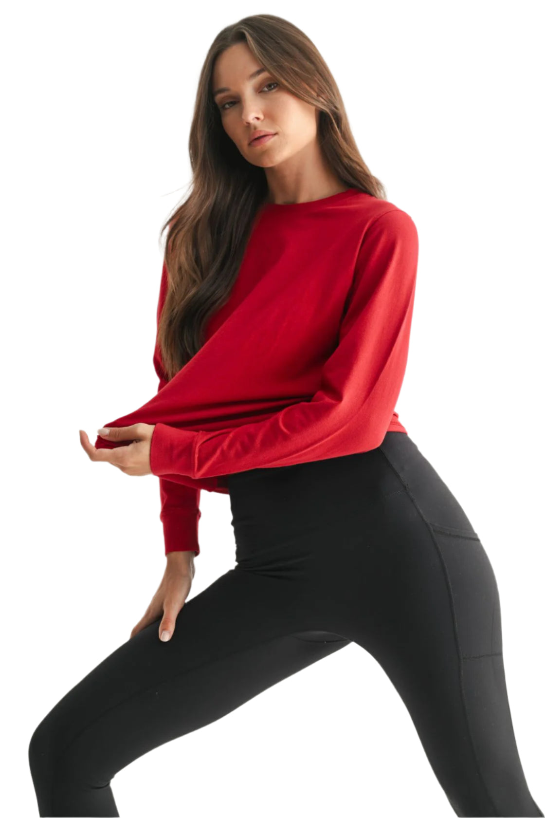 Stonewash Pima Cotton Long Sleeve – Red Front – Ella Where She Shops