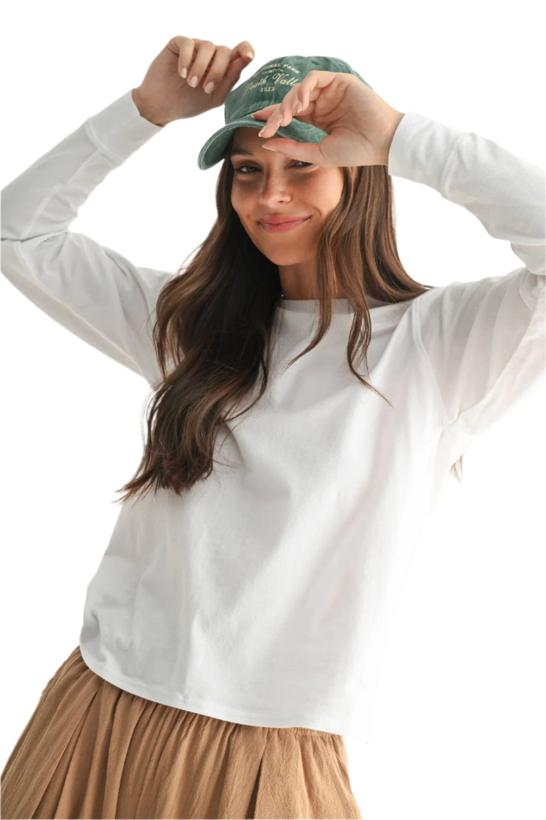 Stonewash Pima Cotton Long Sleeve – White Front – Ella Where She Shops