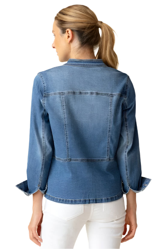 Stretch Denim Moto Jacket - Back - Ella Where She Shops
