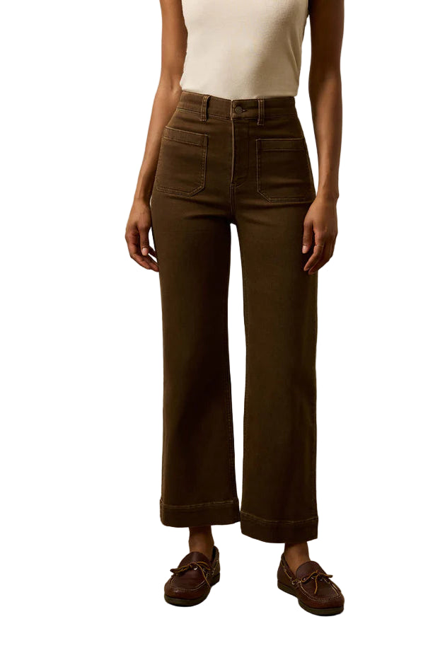 Stretch Terry Patch Pocket Ankle – Walnut – Ella Where She Shops