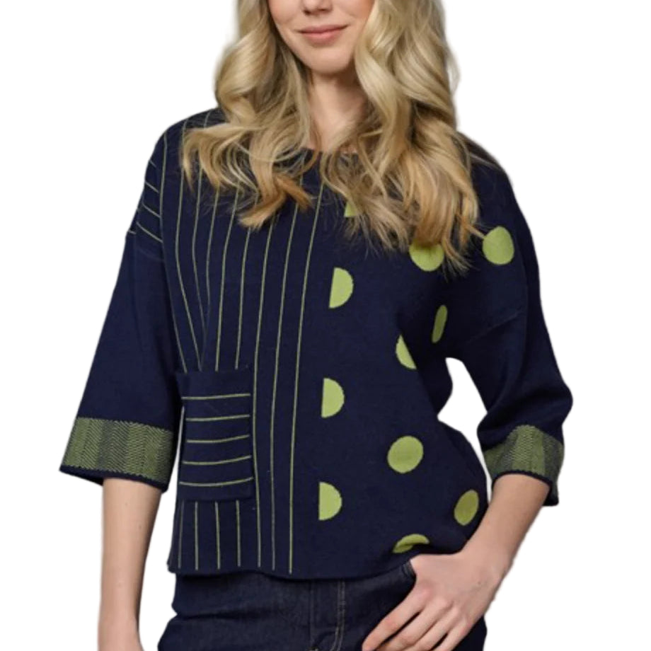 Stripe Polka Dot Top – Camel – Ella Where She Shops