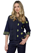 Stripe Polka Dot Top – Camel – Ella Where She Shops