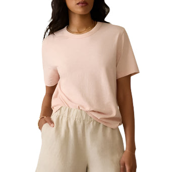Sunwashed Regenerative Essential Tee – Peach Whip Front – Ella Where She Shops