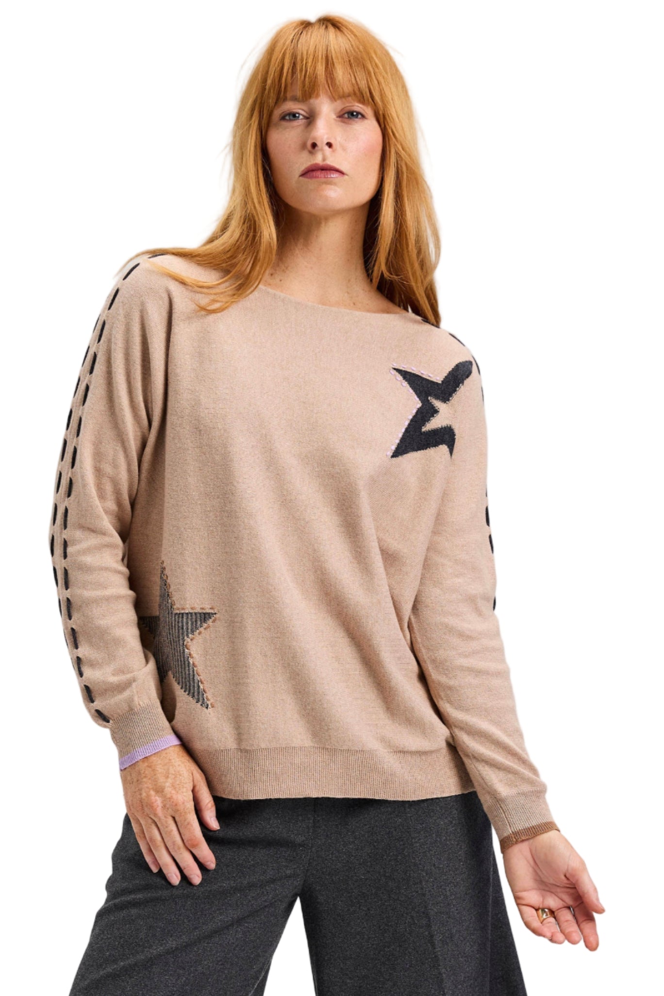 Threaded Star Sweater – Oat – Ella Where She Shops