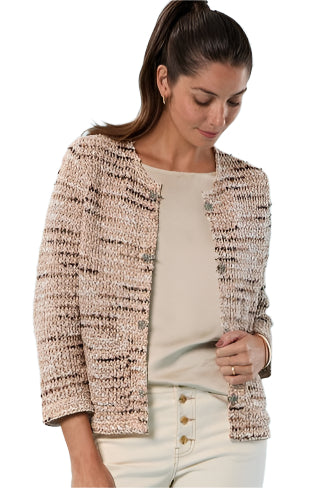 Tonal Mix Knit Jacket – Front Open – Ella Where She Shops