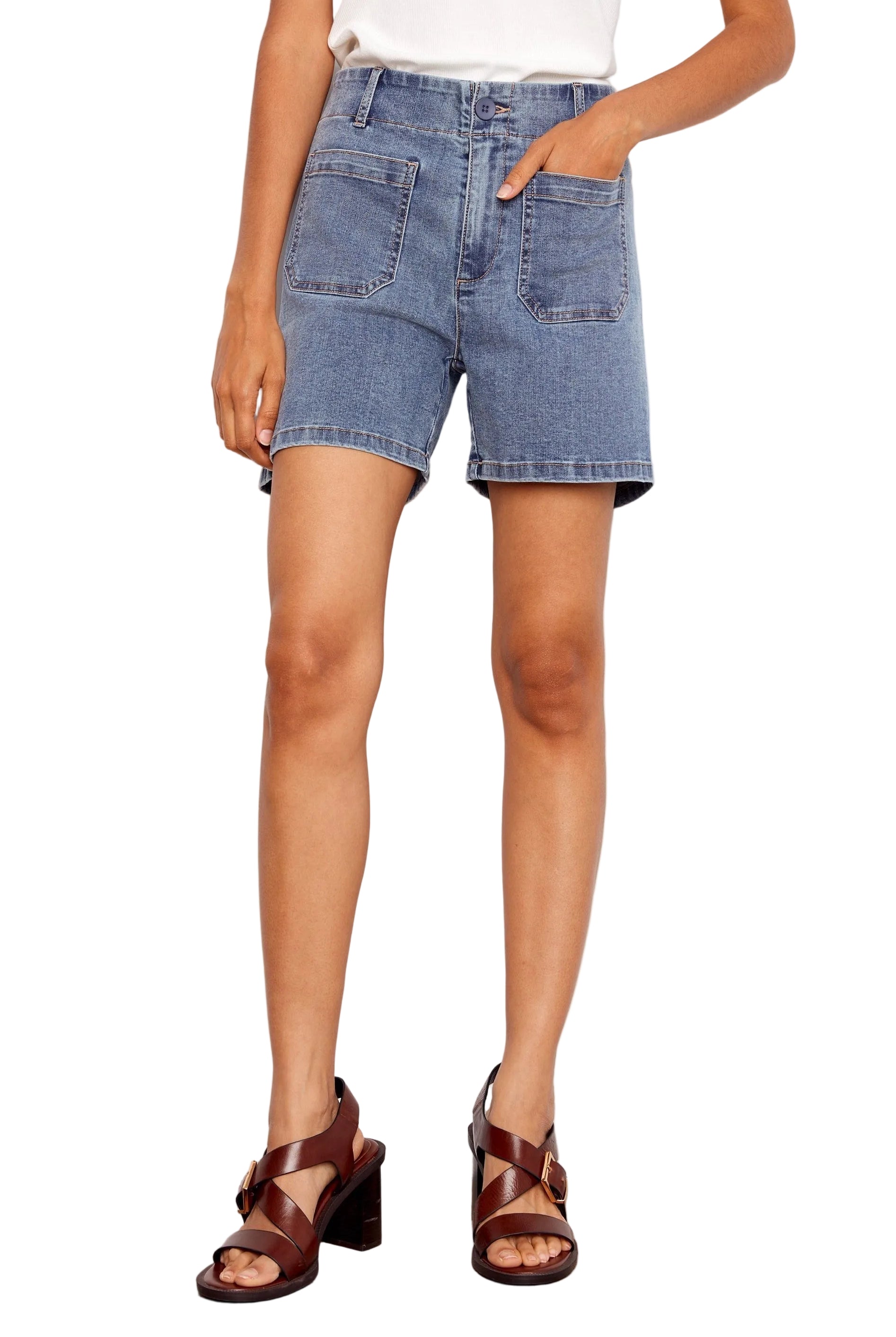 Twill Shorts With Patch Pockets blue ella where she shops