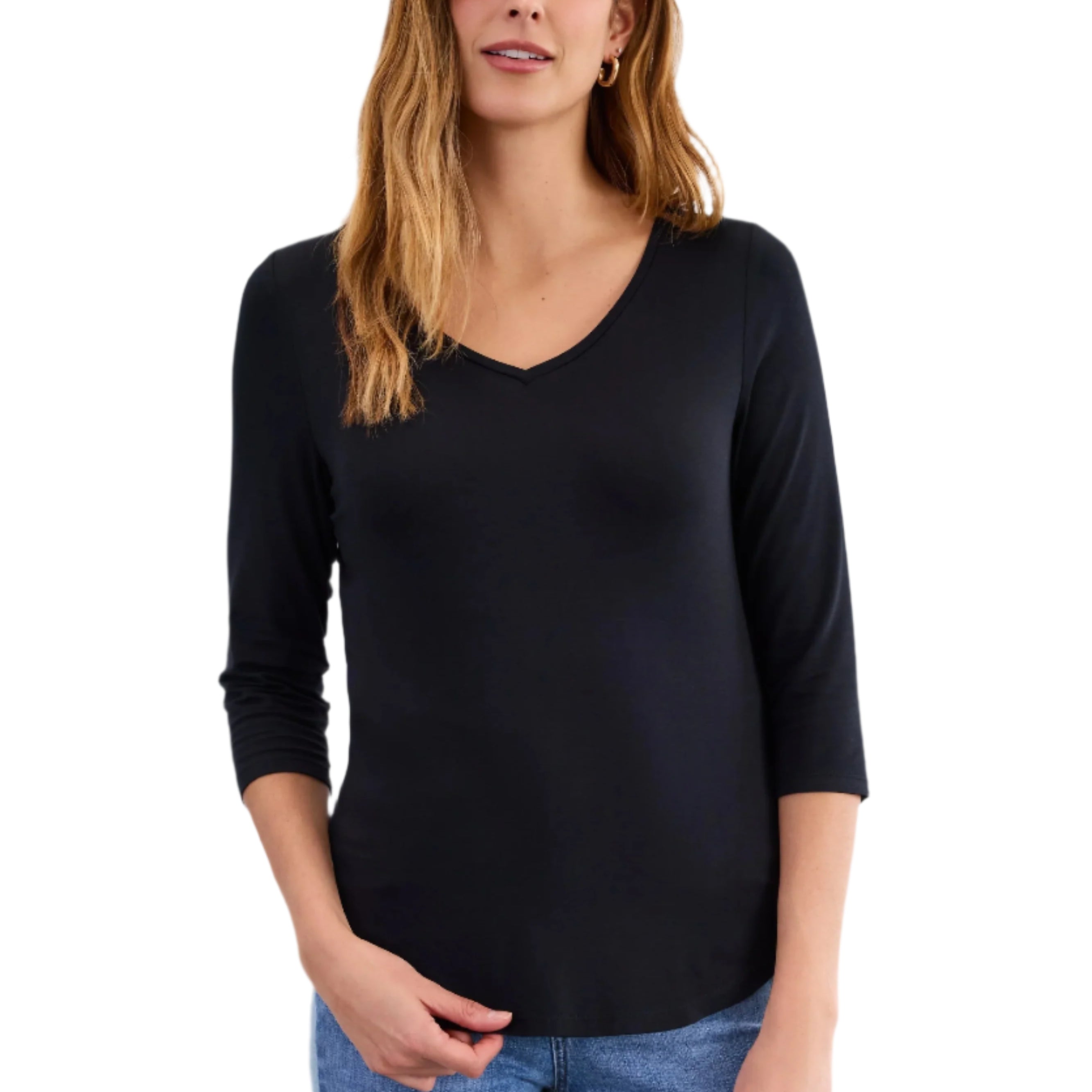 V-Neck Top – Black – Ella Where She Shops