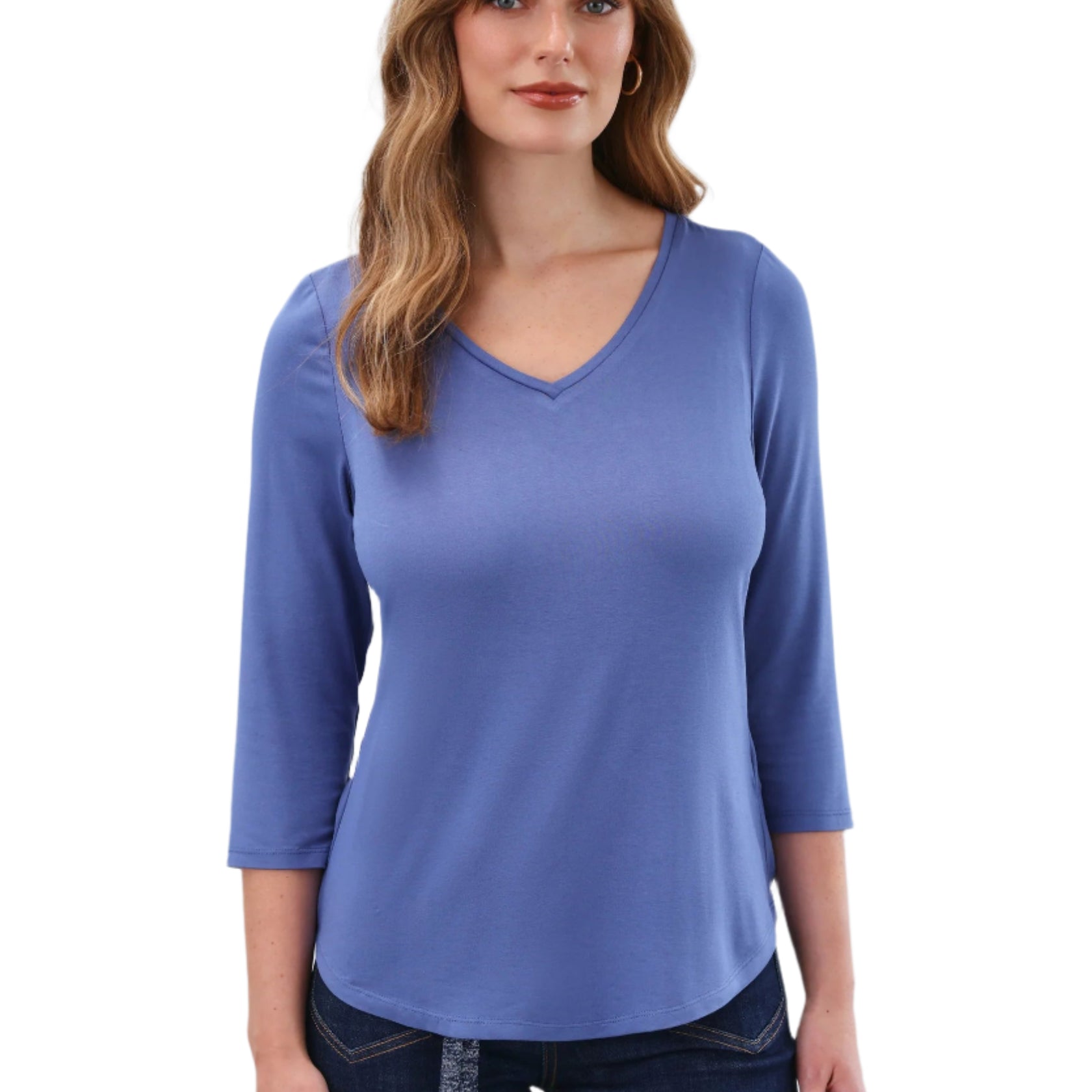 V-Neck Top – Blueberry – Ella Where She Shops