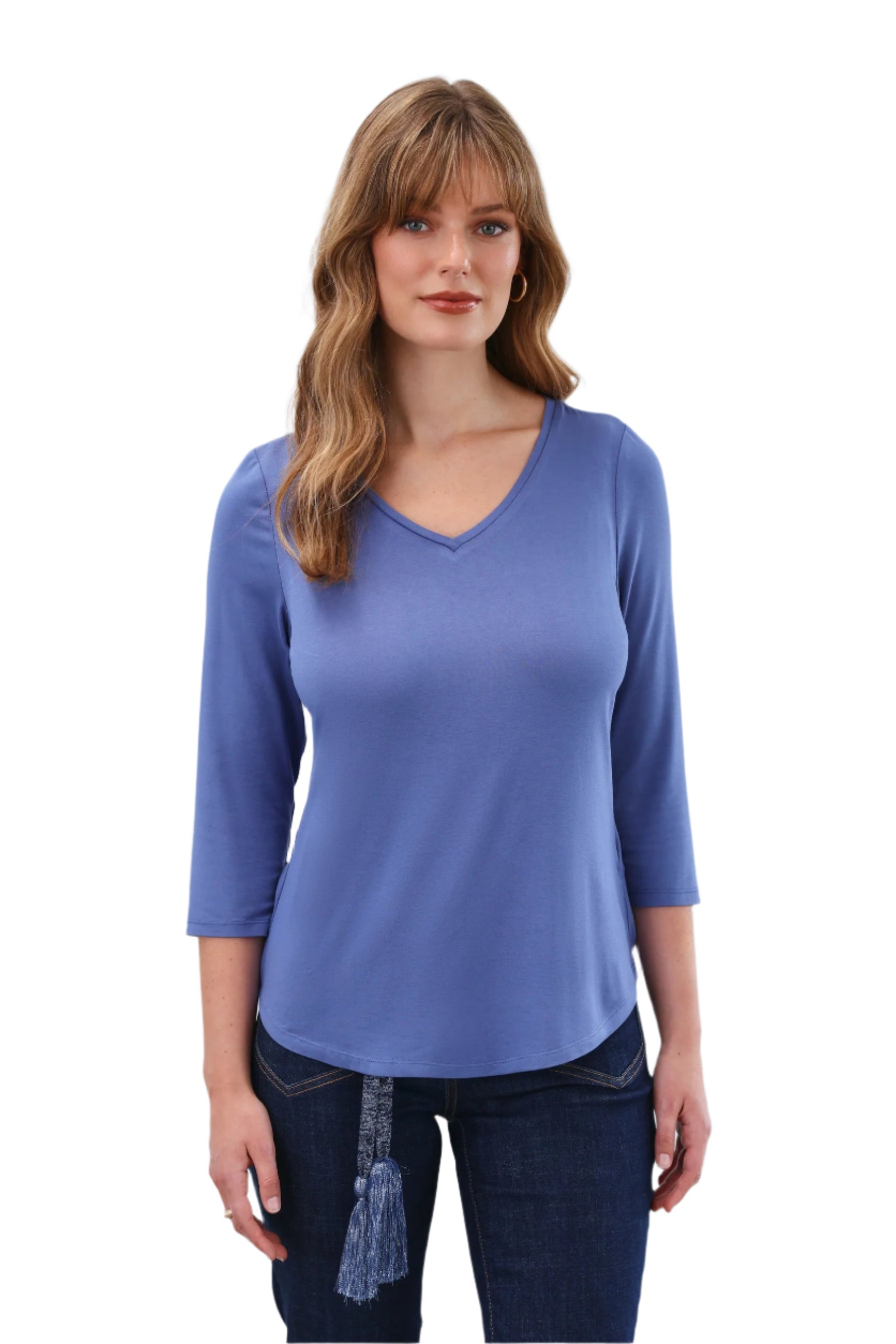 V-Neck Top – Blueberry – Ella Where She Shops