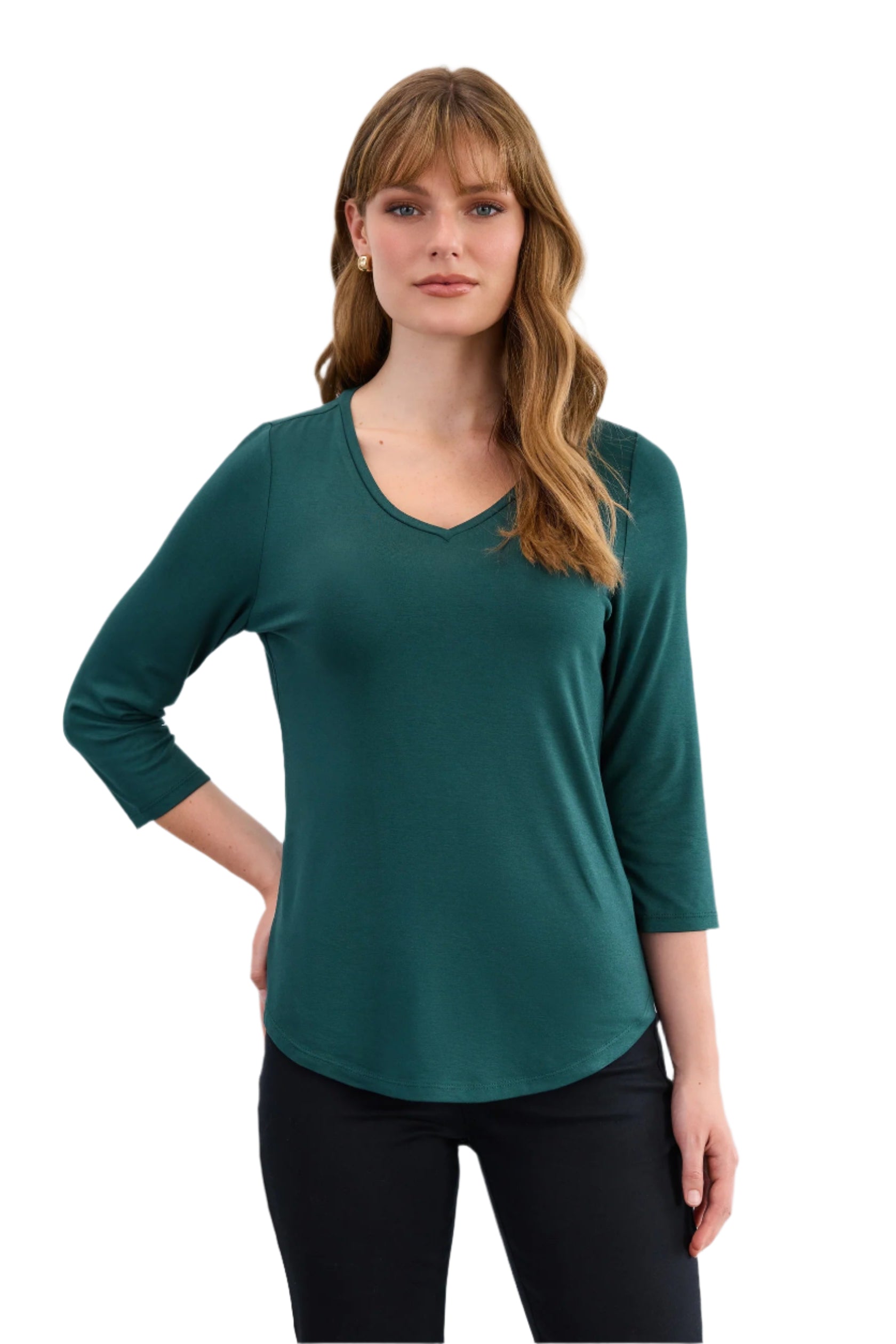 V-Neck Top – Spruce – Ella Where She Shops
