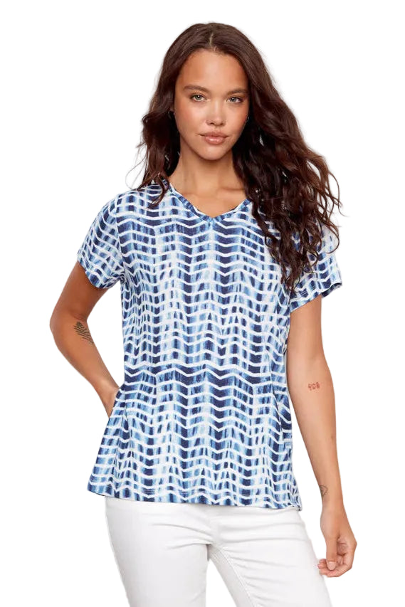 V-neck Short Sleeve T-shirt zig zag ella where she shops