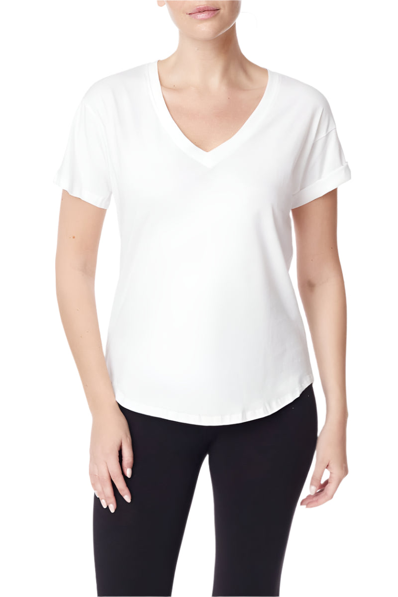 V Neck Cotton Jersey Tee White Ella where she shops