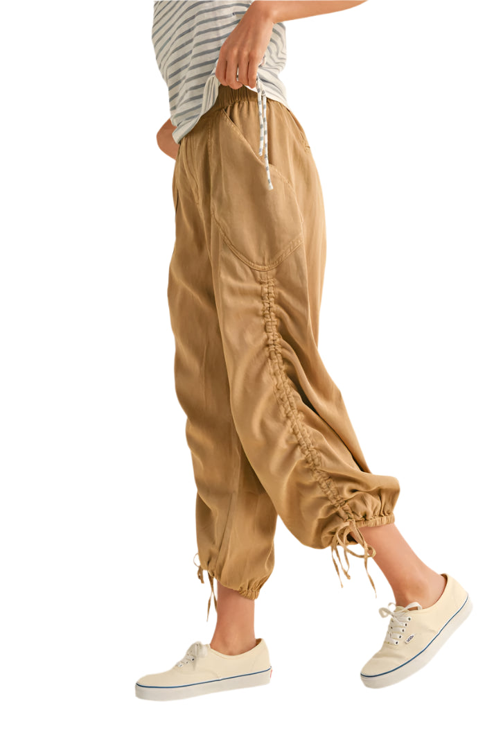 Washed Drawstring On Bottom Pants - Side - Ella Where She Shops