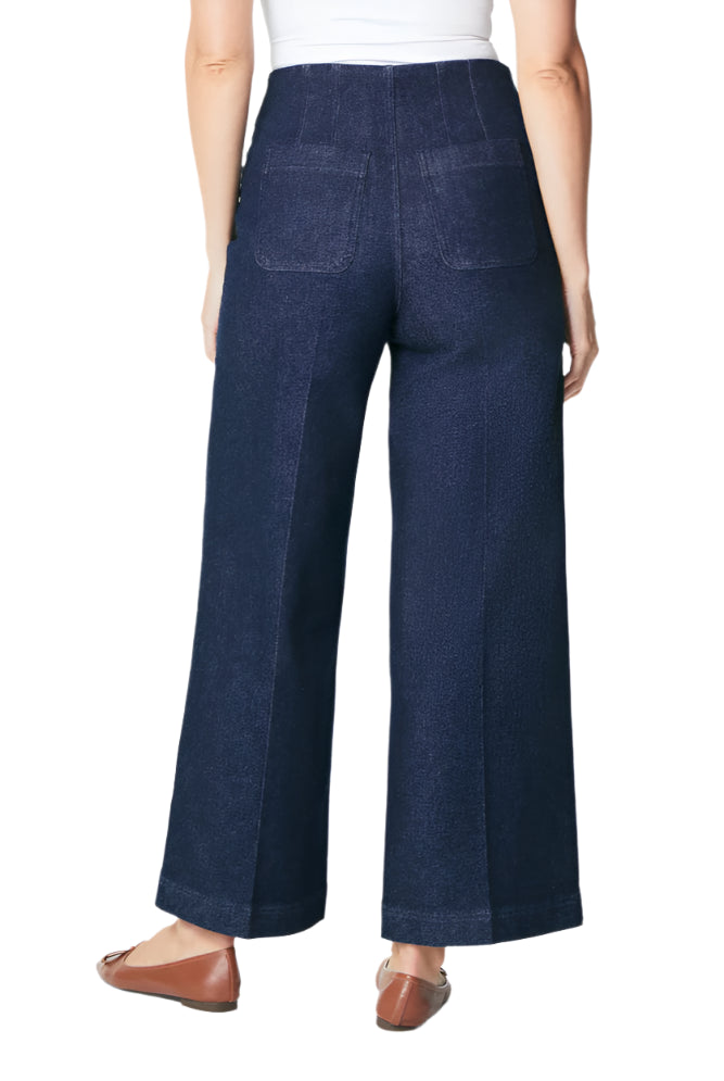 Zero Waistband Cropped Wide Leg Jeans - Back - Ella Where She Shops