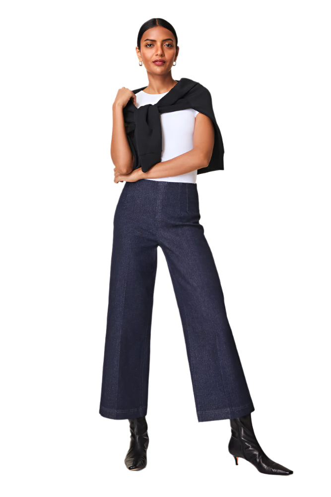 Zero Waistband Cropped Wide Leg Jeans - Front - Ella Where She Shops