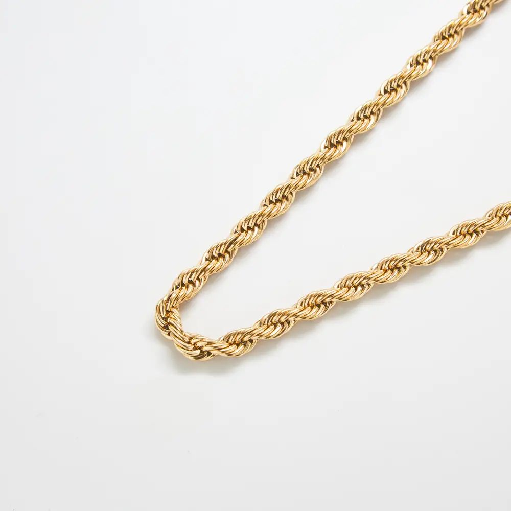 Gold-tone chunky twisted rope chain necklace