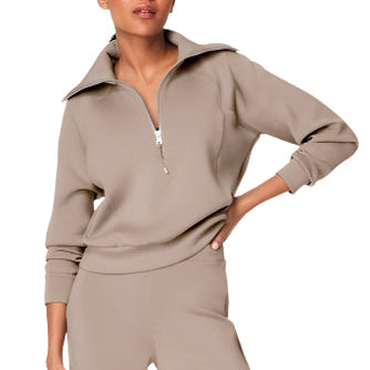 Spanx AirEssentials Half Zip in Ashwood, front view