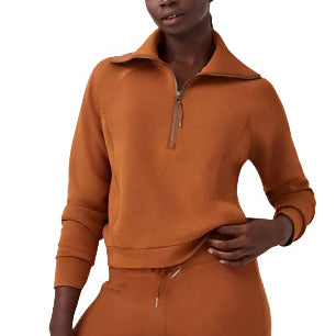 Spanx AirEssentials Half Zip in Butterscotch, front view