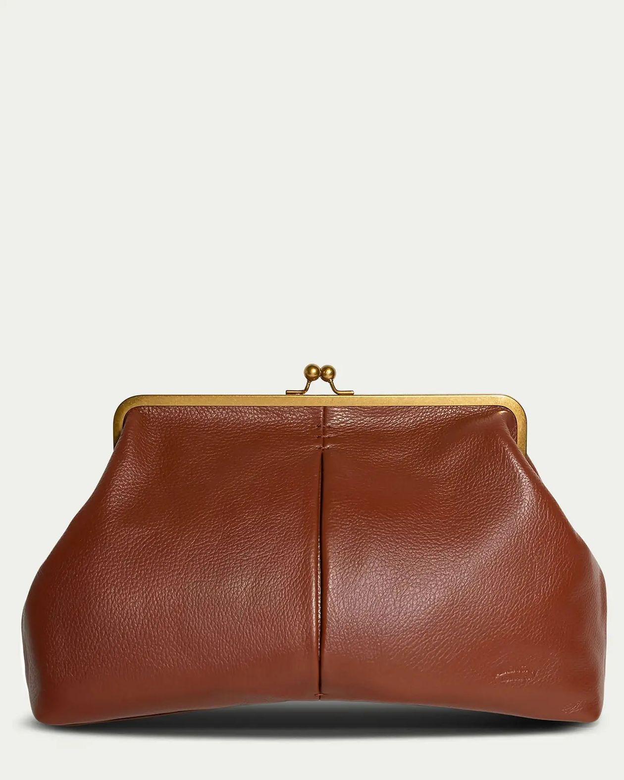American Leather Co. Grace Oversized Clutch in Brandy — women's full-grain leather oversized clutch bag