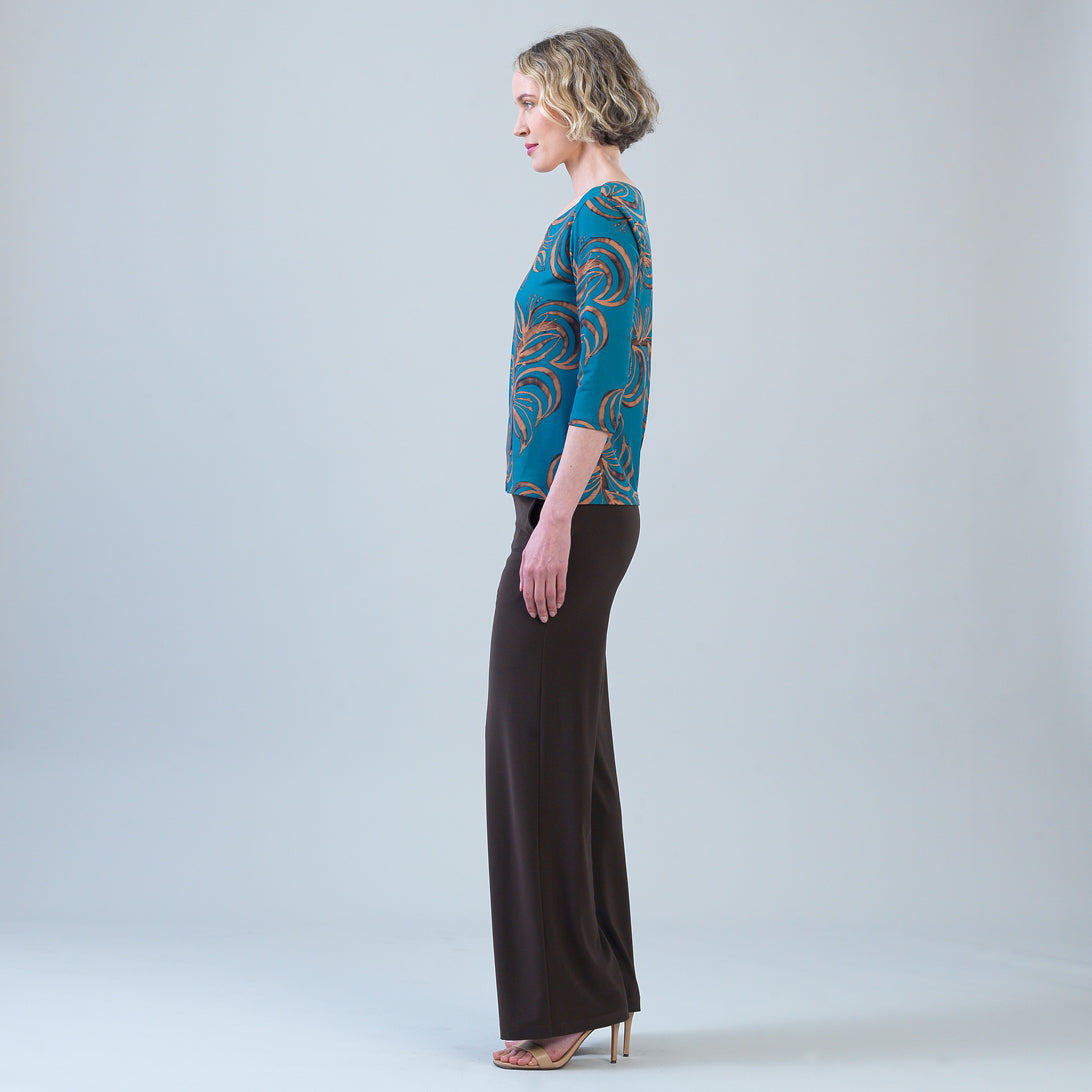 Alternate side view of the Clara Sunwoo fall leaves top