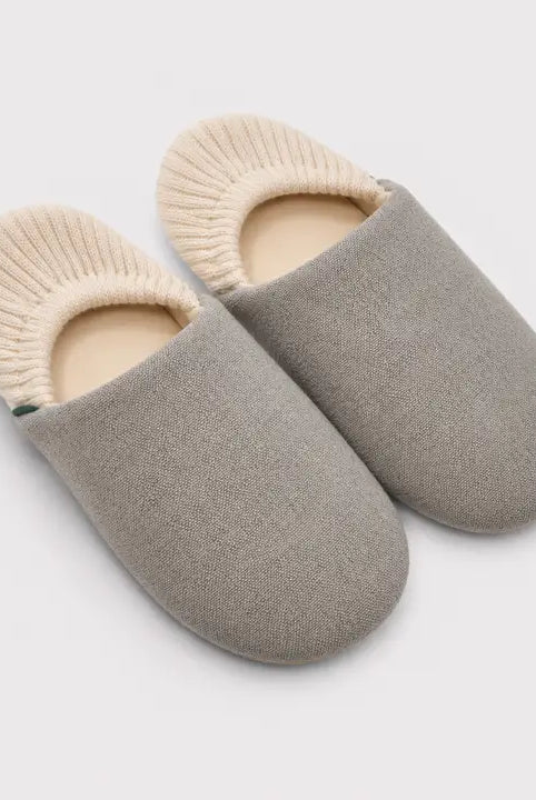 Tan quiet knit house slippers, alternate view
