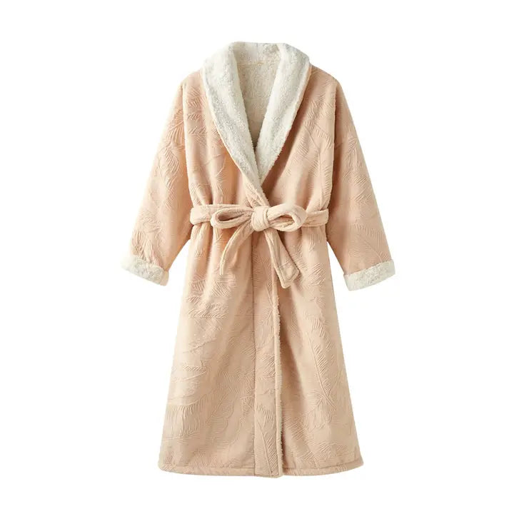 Lavender sherpa lined winter robe, alternate view