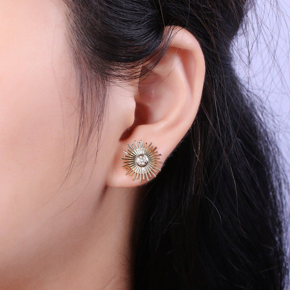 Aim Eternal - Dainty Sun earrings ?€? sunburst stud earrings ?€? gold sun earrings ?€? gold stud earrings ?€? Cz Everday earrings ?€? small earrings T234