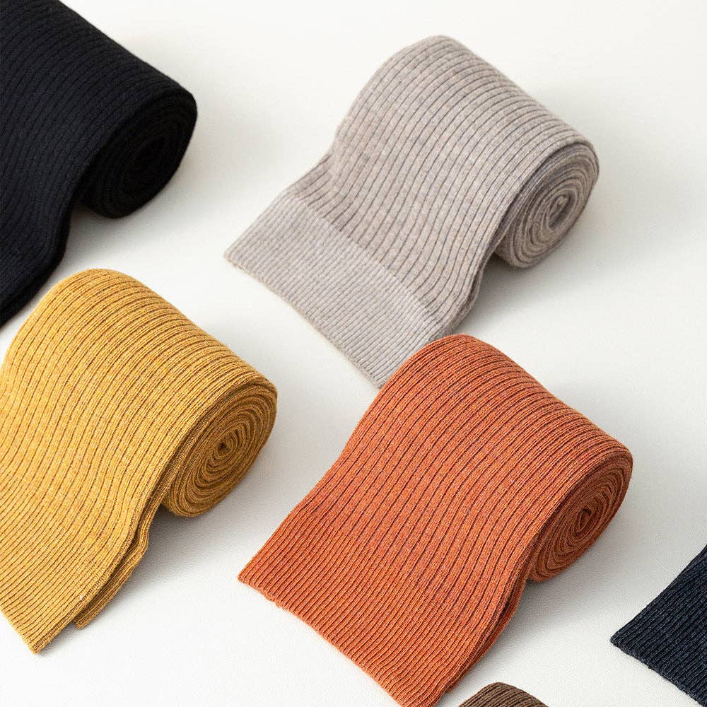 Close-up of the soft knit texture on the winter knee socks