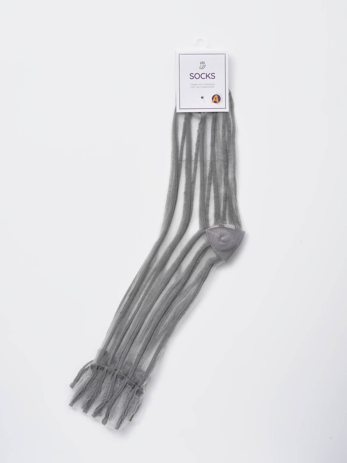 Grey sheer stripe panel crew sock