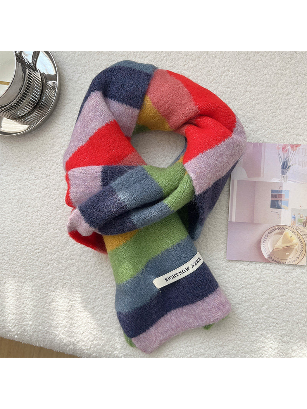 Striped fuzzy long scarves in assorted colorways