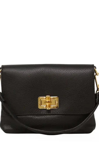 German Fuentes genuine Italian leather clutch and crossbody bag in black