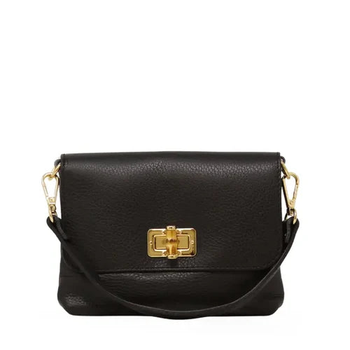 German Fuentes genuine Italian leather clutch and crossbody bag in black