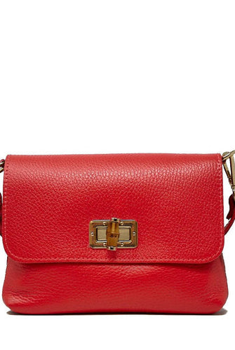German Fuentes genuine Italian leather clutch and crossbody bag in red