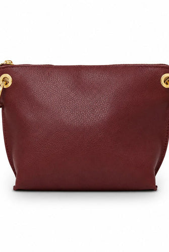 German Fuentes genuine Italian leather crossbody bag in burgundy