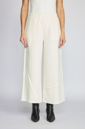 Habitat Featherlux Knit Crossroads Pant in ivory, a wide-leg cropped knit pant, styled with black ankle boots