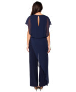 Last Tango Jumpsuit with Chiffon Overlay in Navy, back view