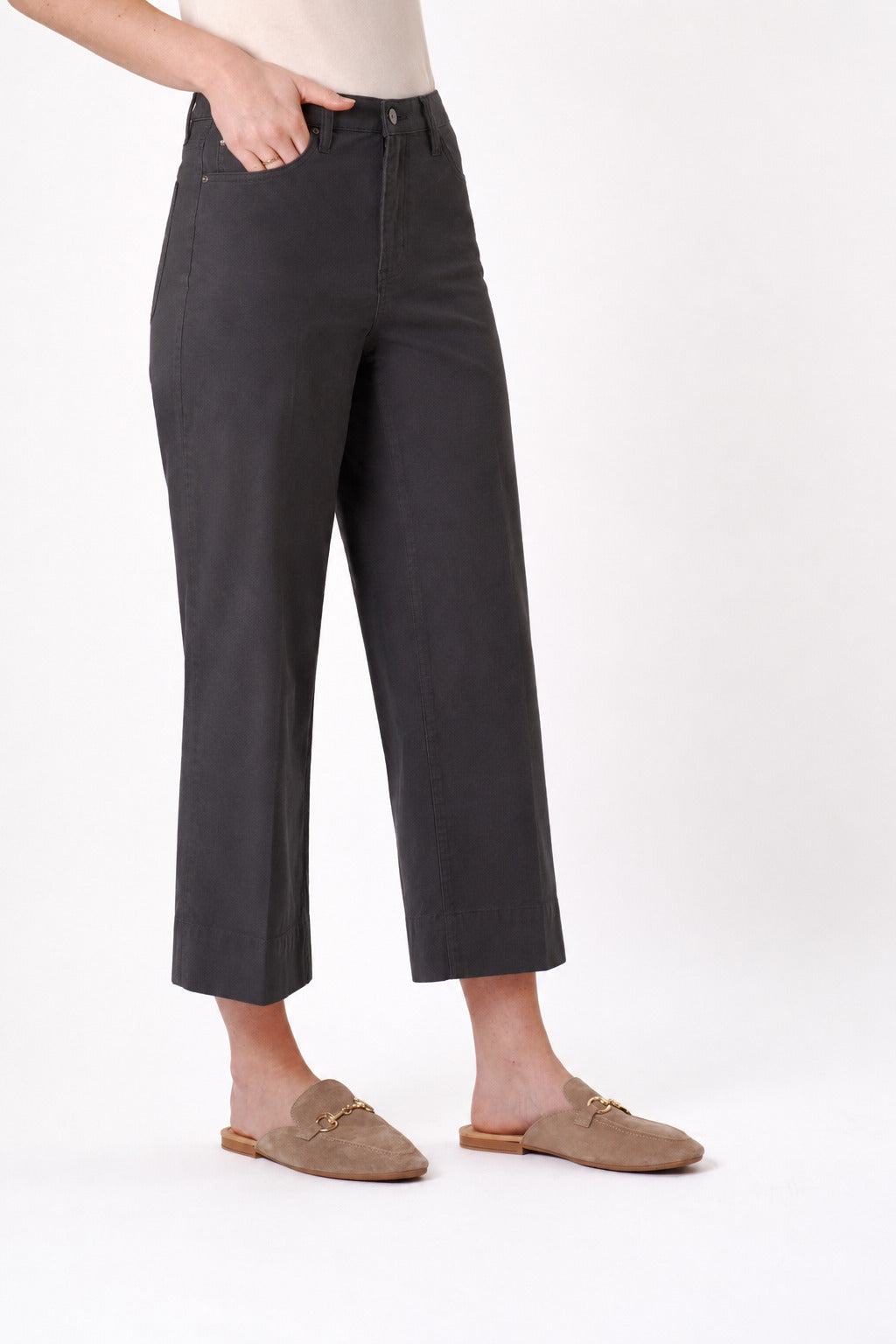 Lisette L Charlene 26" Wide Crop in ivory and charcoal, back view