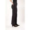 Lisette L Charlene corduroy 30 inch straight leg pant in charcoal, high-rise women's stretch corduroy pant shown on model with black heeled boots