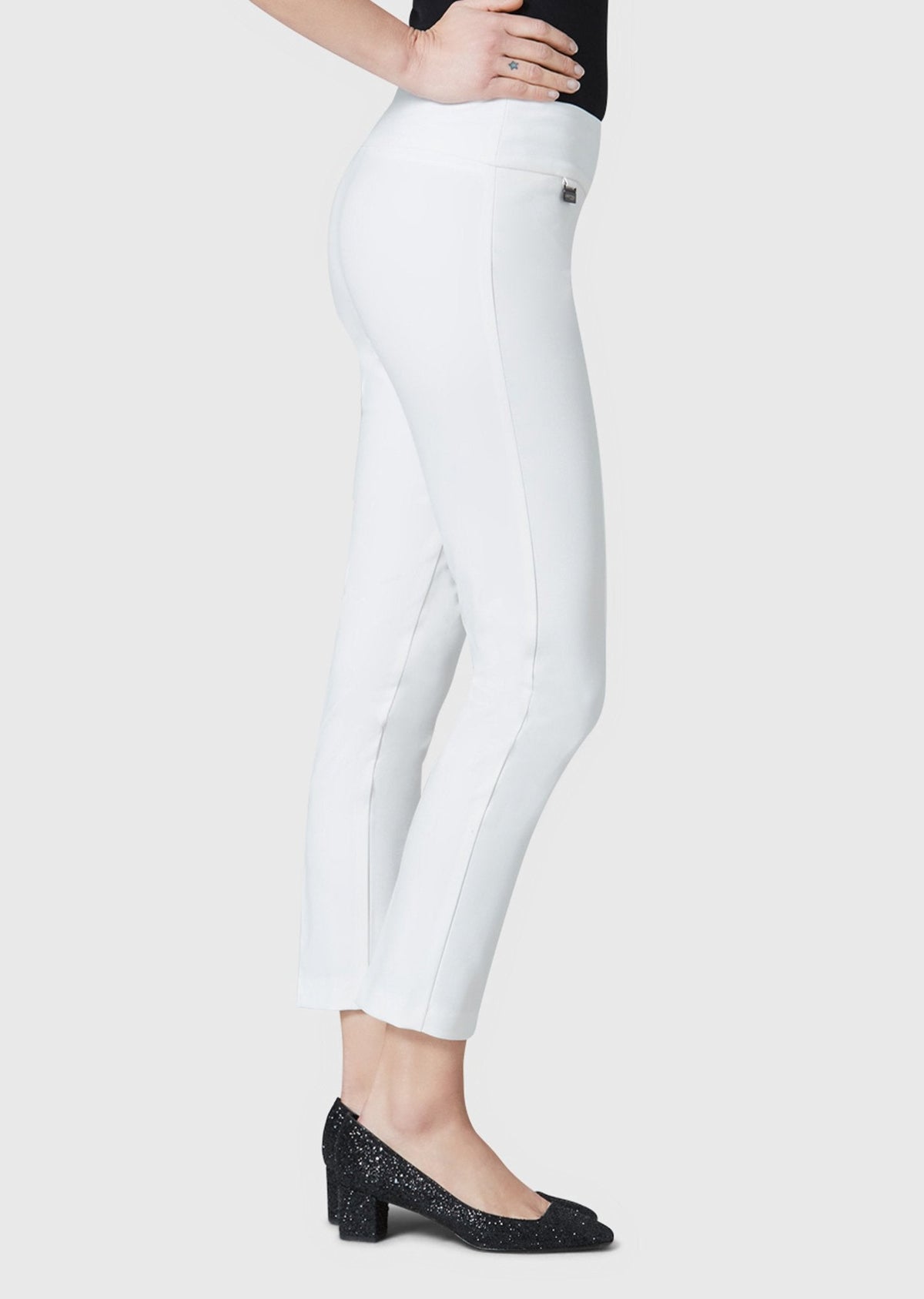Lisette L Essentials Slim Ankle Pant in white, front alternate view