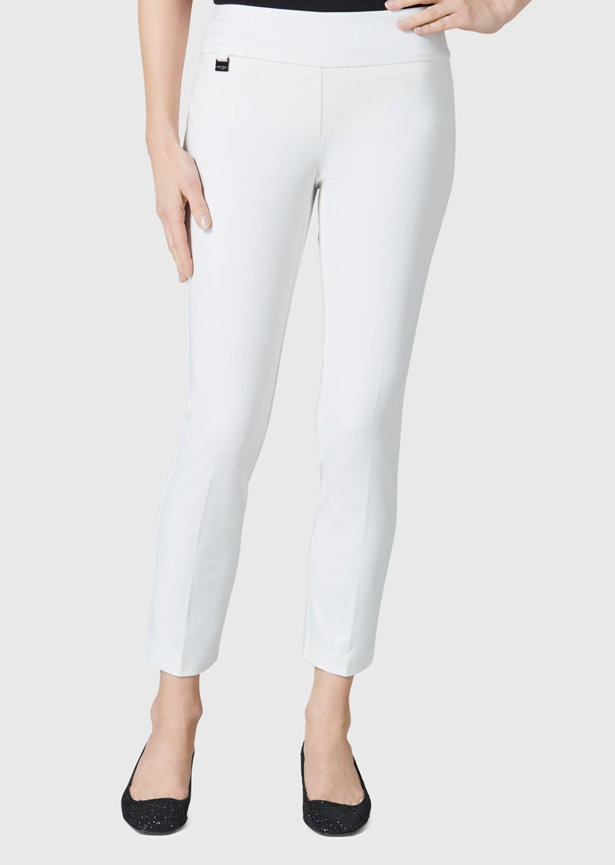 Lisette L Essentials Slim Ankle Pant in white, front view