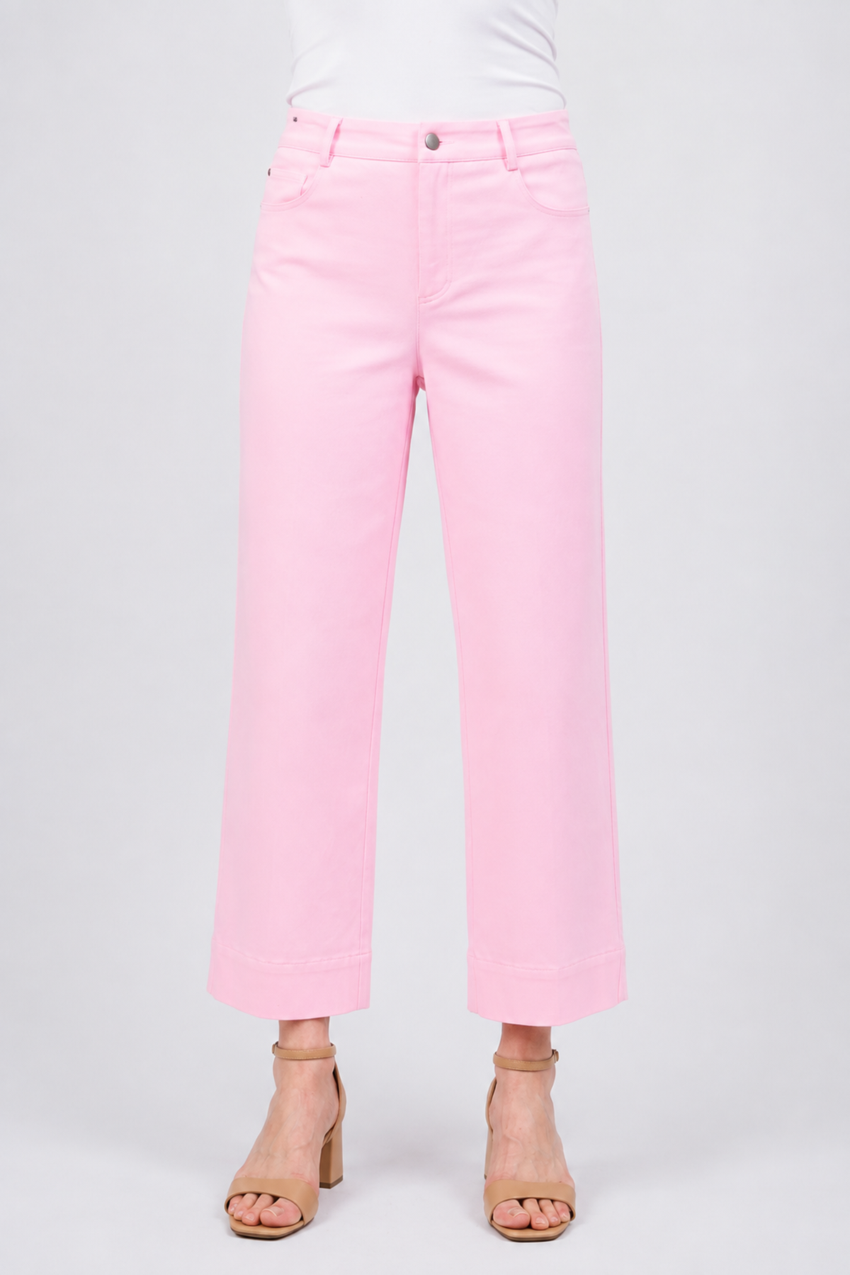 Lisette L Hampton 26" Wide Crop with Scallop Pocket in pink, side view