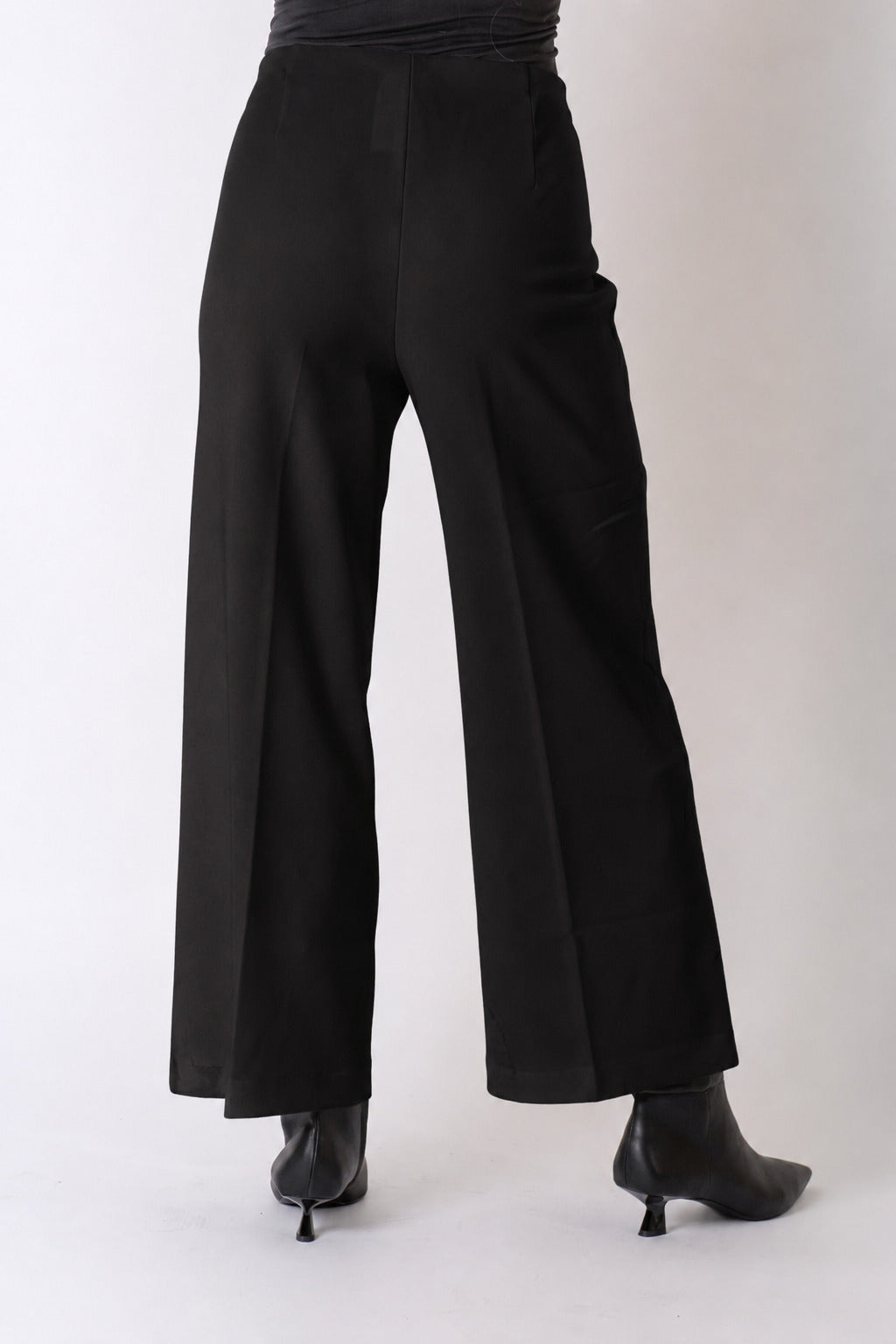 Back view of the Lisette L Jolie crepe wide ankle pant in black