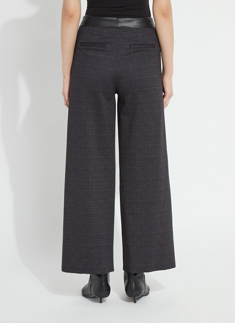 Lysse Denver Hi Waist Wide Leg Printed Ponte in Midnight Manor Plaid, back view